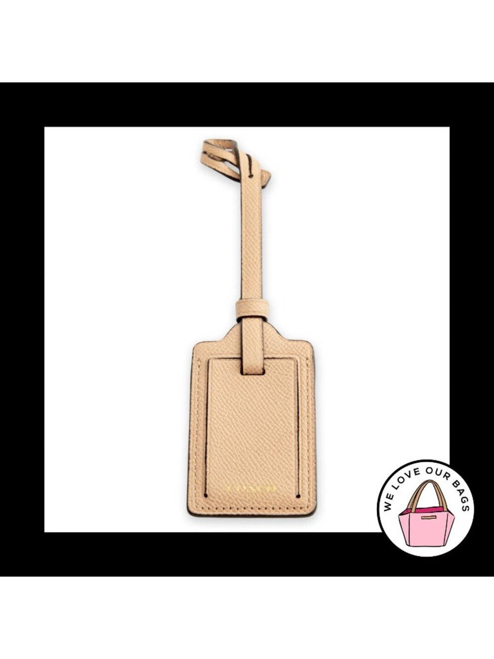 COACH Luggage ID Light Brown Pebbled Leather Bag Charm Keychain Hang Tag Fob
